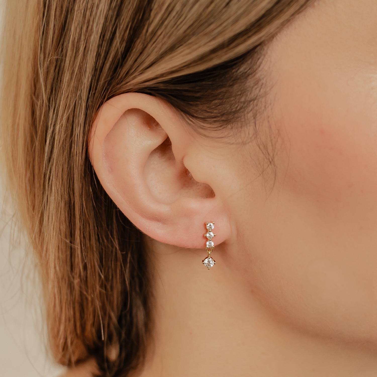 Pendientes Botón Cuatro Gotas Plata de Ley 925